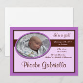 Faire-part Annonces Brown de naissance pourpre (Devant / Derrière)