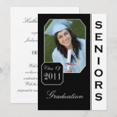 Faire-part Annonces Classic Black Photo Graduation (Devant / Derrière)