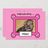 Faire-part Annonces d'adoption de chien ou de naissance (rose (Devant / Derrière)