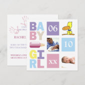 Faire-part Annonces de bébé fille (Devant / Derrière)