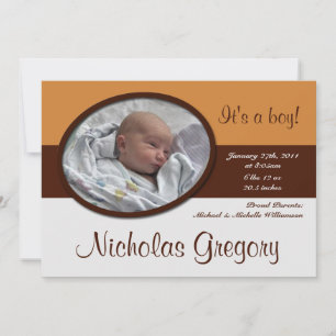 Faire-part Annonces de demi-naissance Brown de bande orange