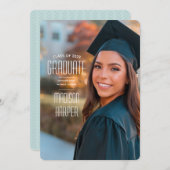 Faire-part Annonces de diplômes | Bleu désert (Devant / Derrière)