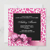 Faire-part Annonces de graduation de photo Hot Pink Leopard (Dos)