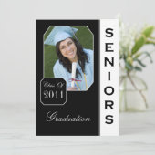 Faire-part Annonces de graduation photo en noir personnalisé (Debout devant)