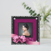 Faire-part Annonces de Graduation Photo Hot Pink Zebra (Debout devant)