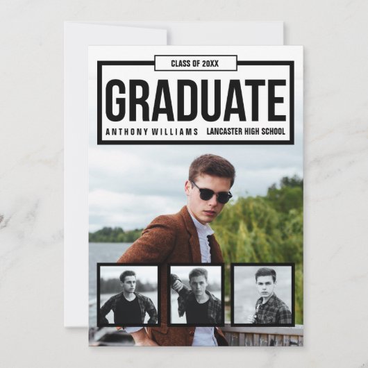 Faire-part Annonces de Graduation Photo Moderne (Devant)