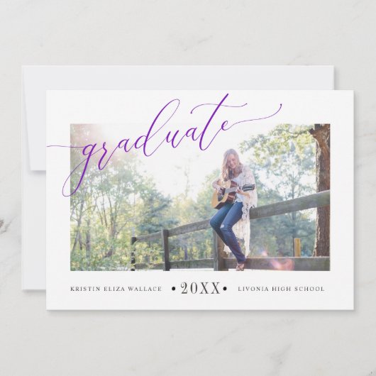 Faire-part Annonces de Graduation Simple Purple (Devant)