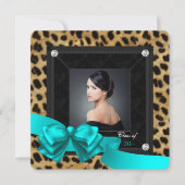 Faire-part Annonces de graduation turquoise Blue Leopard (Devant)
