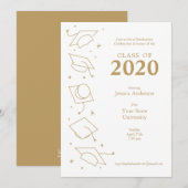 Faire-part Annonces de la White Modern Graduation Party (Devant / Derrière)