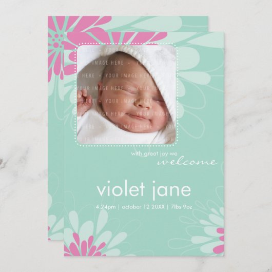 Faire-part ANNONCES DE NAISSANCE :: Abee autiful 4P (Devant / Derrière)