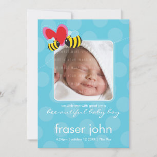 Faire-part ANNONCES DE NAISSANCE : : abeille-autiful 1P