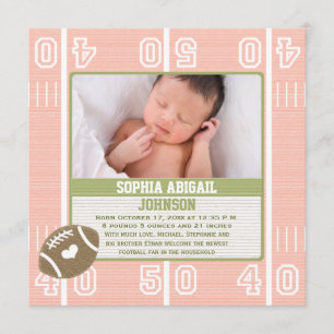 Faire-part Annonces de naissance au football rose