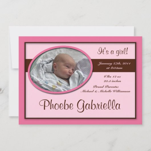 Faire-part Annonces de naissance Brown en rose (Devant)