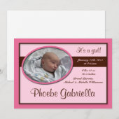 Faire-part Annonces de naissance Brown en rose (Devant / Derrière)