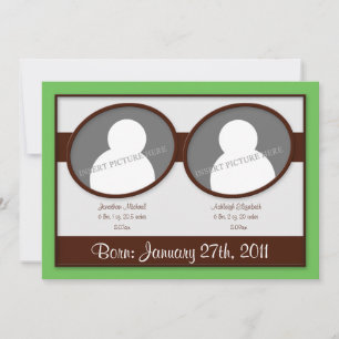 Faire-part Annonces de naissance Brown Green Twins