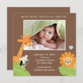 Faire-part Annonces de naissance d'amis Safari (Devant / Derrière)