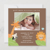 Faire-part Annonces de naissance d'amis Safari (Devant)