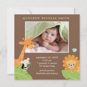 Faire-part Annonces de naissance d'amis Safari