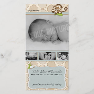 Faire-part Annonces de naissance de bébé de singe de Lil