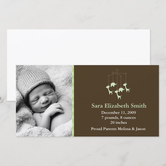 Faire-part Annonces de naissance de bébé mobile (Devant / Derrière)