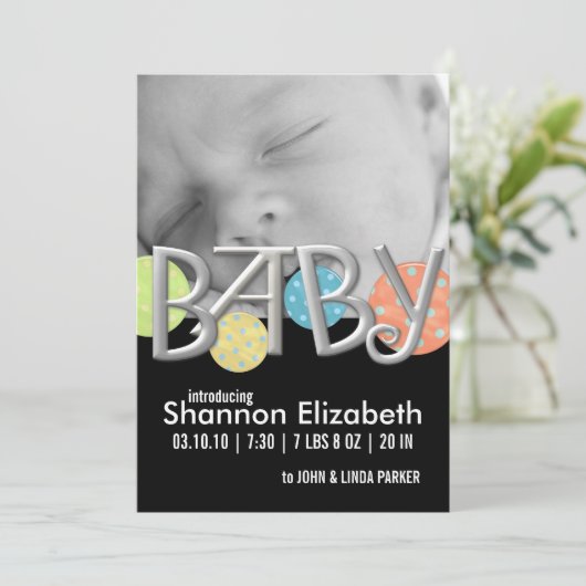 Faire-part Annonces de naissance de bébé moderne (Debout devant)