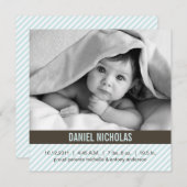 Faire-part Annonces de naissance de bébé Pinstripes modernes (Devant / Derrière)