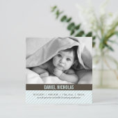 Faire-part Annonces de naissance de bébé Pinstripes modernes (Debout devant)