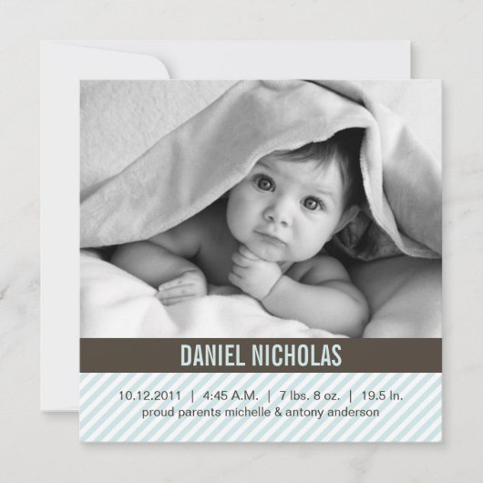 Faire-part Annonces de naissance de bébé Pinstripes modernes (Devant)