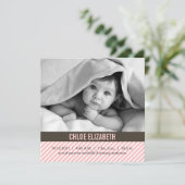 Faire-part Annonces de naissance de bébé rose mignon (Debout devant)