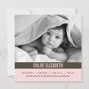 Faire-part Annonces de naissance de bébé rose mignon