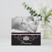 Faire-part Annonces de naissance de filles roses princesse (Debout devant)