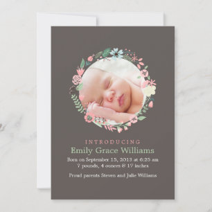Faire-part Annonces de naissance de fleurs délicates