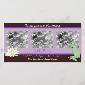 Faire-part Annonces de naissance de grenouille lavande et de 