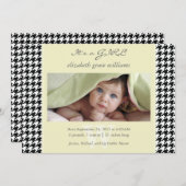Faire-part Annonces de naissance de Houndstooth (Devant / Derrière)