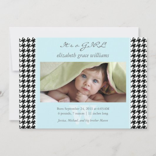 Faire-part Annonces de naissance de Houndstooth (Devant)