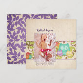 Faire-part Annonces de naissance de la chouette pourpre (Devant / Derrière)