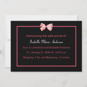 Faire-part Annonces De Naissance De Photo Rose Et Noir À La M (Dos)