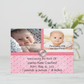 Faire-part Annonces De Naissance De Points Jolies Roses (Debout devant)