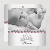 Faire-part Annonces de naissance de princesse rose (Devant / Derrière)