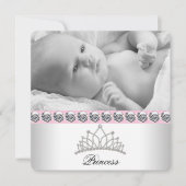 Faire-part Annonces de naissance de princesse rose (Devant)