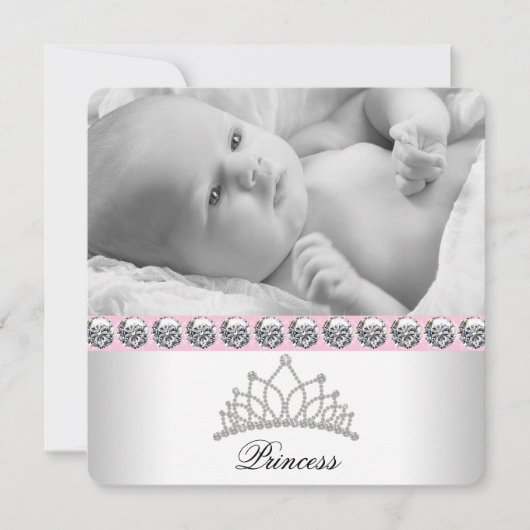 Faire-part Annonces de naissance de princesse rose (Devant)