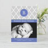 Faire-part Annonces de naissance du monogramme Royal Blue Qua (Debout devant)