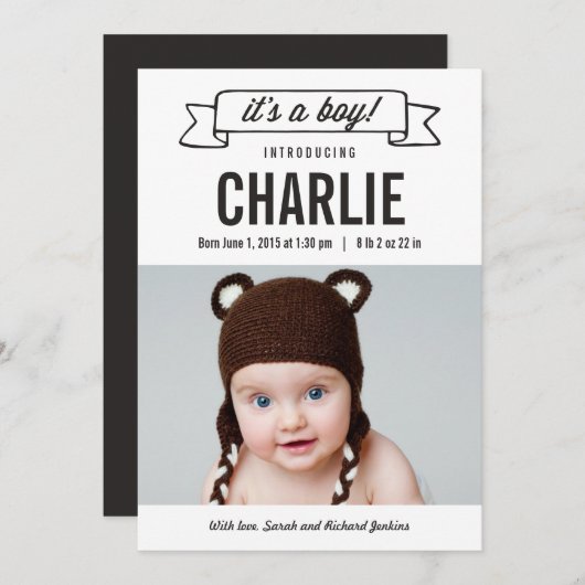 Faire-part Annonces de naissance d'une bannière de charme - G (Devant / Derrière)