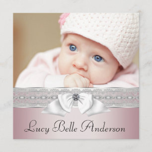 Faire-part Annonces de naissance élégantes en rose et gris