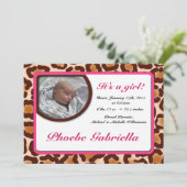 Faire-part Annonces de naissance Empreinte de léopard rose (Debout devant)