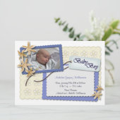 Faire-part Annonces de naissance Fleurs et dentelle Bleue (Debout devant)