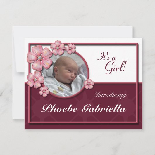 Faire-part Annonces de naissance Flower Gem Pink (Devant)