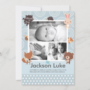 Faire-part Annonces de naissance garçon photo Animaux Bébé