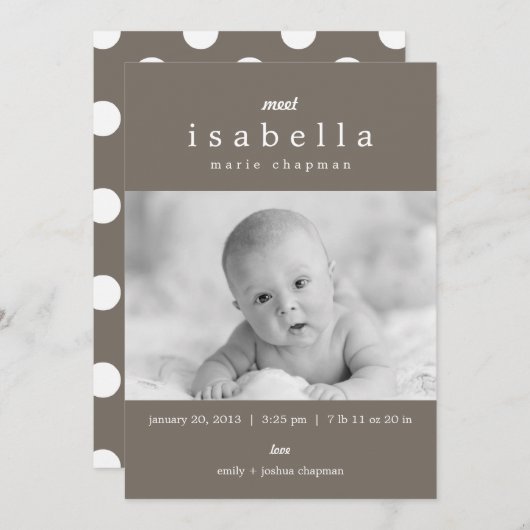 Faire-part Annonces de naissance MODERNES (Devant / Derrière)