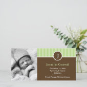 Faire-part Annonces de naissance Monogramme et rayures (Debout devant)